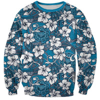 Karakarawa Bula Fiji Sweatshirt Fijian Tapa Seamless Hibiscus LT14 Unisex Blue - Polynesian Pride
