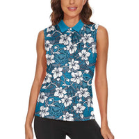 Karakarawa Bula Fiji Women Sleeveless Polo Shirt Fijian Tapa Seamless Hibiscus - Polynesian Pride