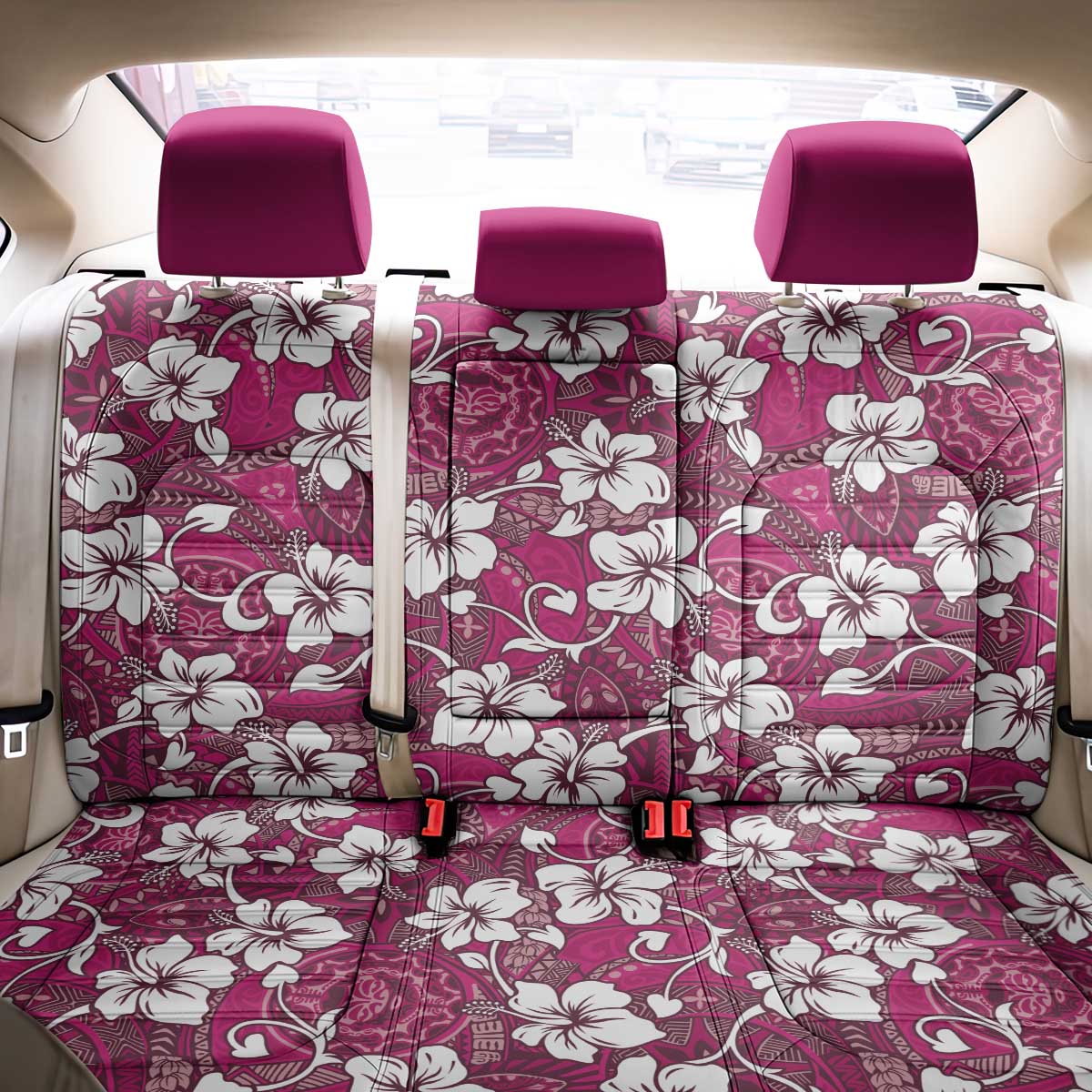 Piqi Bula Fiji Back Car Seat Cover Fijian Tapa Seamless Hibiscus LT14 - Polynesian Pride