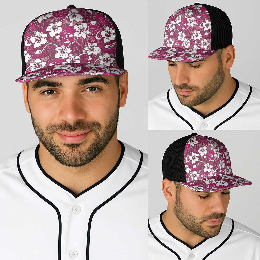 Piqi Bula Fiji Baseball Net Cap Fijian Tapa Seamless Hibiscus - Polynesian Pride