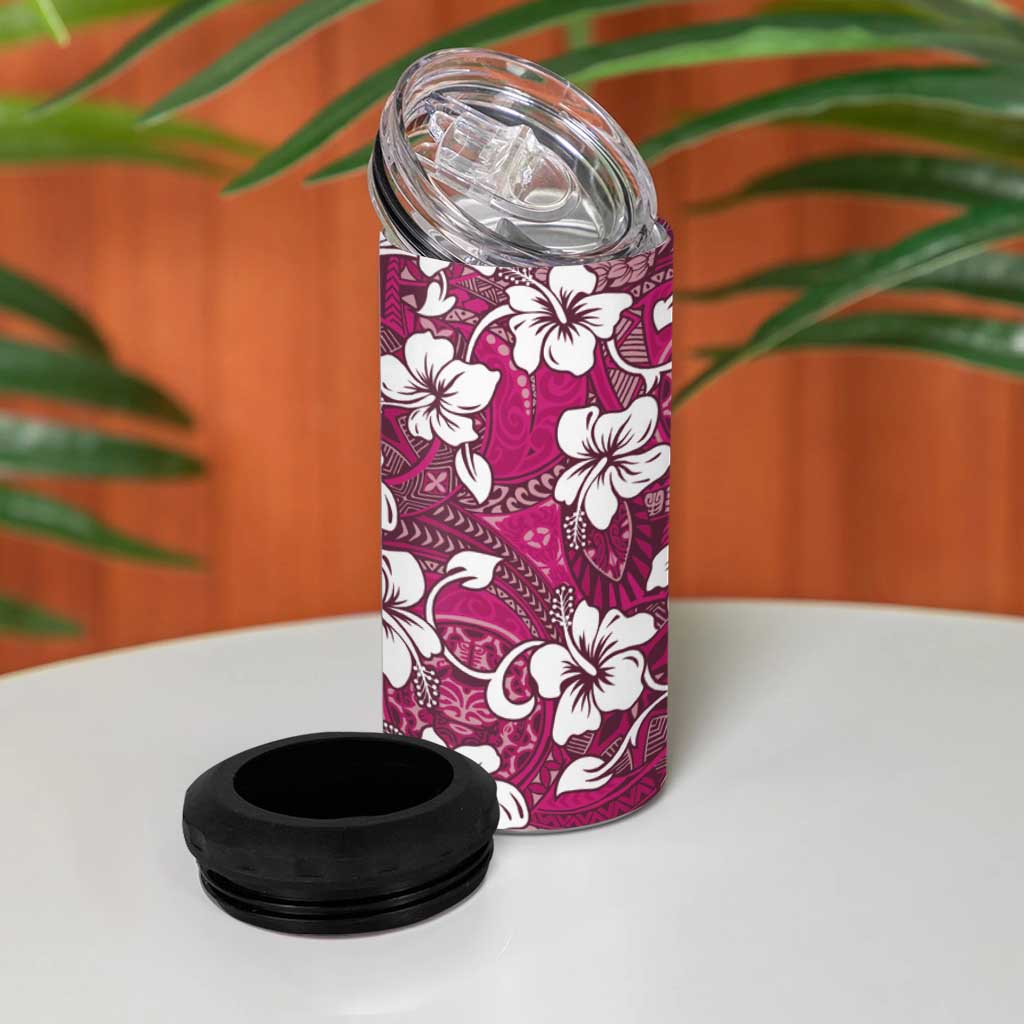 Piqi Bula Fiji 4 in 1 Can Cooler Tumbler Fijian Tapa Seamless Hibiscus LT14 - Polynesian Pride