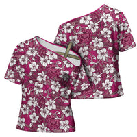 Piqi Bula Fiji Cross Shoulder Shirt Fijian Tapa Seamless Hibiscus LT14 - Polynesian Pride