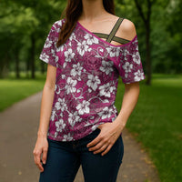 Piqi Bula Fiji Cross Shoulder Shirt Fijian Tapa Seamless Hibiscus LT14 - Polynesian Pride