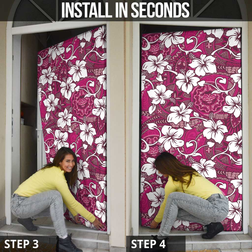Piqi Bula Fiji Door Cover Fijian Tapa Seamless Hibiscus LT14 - Polynesian Pride