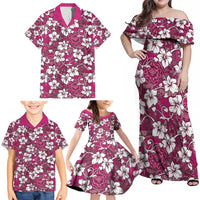 Piqi Bula Fiji Family Matching Off Shoulder Maxi Dress and Hawaiian Shirt Fijian Tapa Seamless Hibiscus - Polynesian Pride