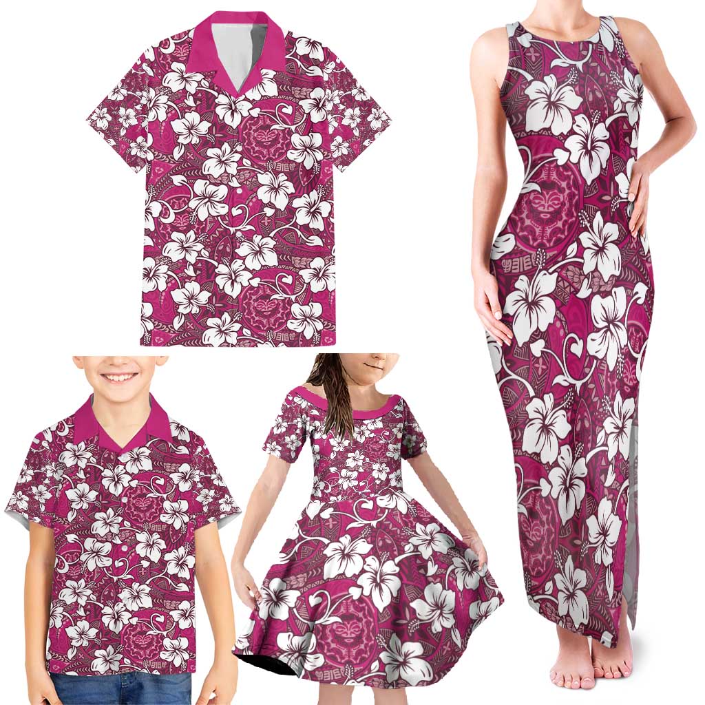 Piqi Bula Fiji Family Matching Tank Maxi Dress and Hawaiian Shirt Fijian Tapa Seamless Hibiscus - Polynesian Pride