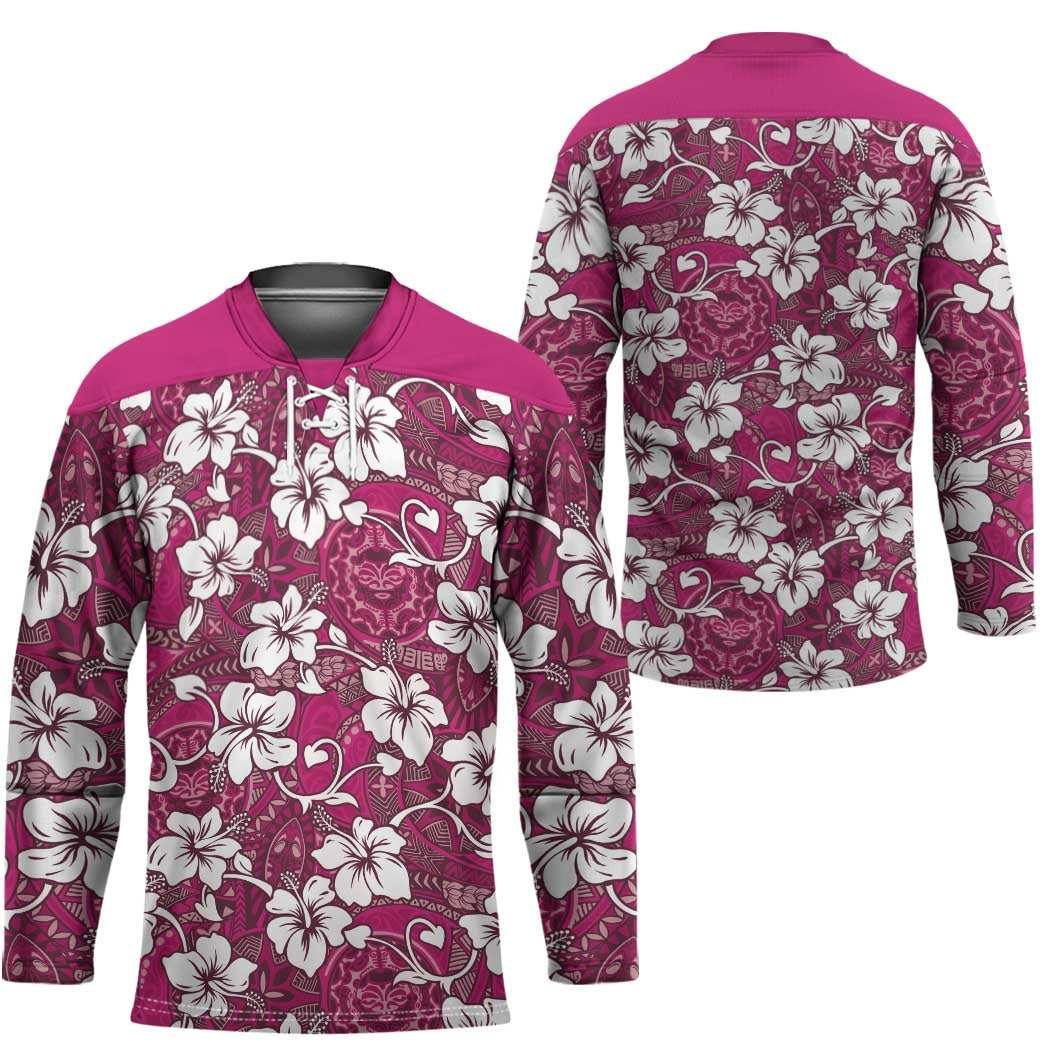 Piqi Bula Fiji Hockey Jersey Fijian Tapa Seamless Hibiscus LT14 - Polynesian Pride