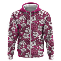 Piqi Bula Fiji Hoodie Fijian Tapa Seamless Hibiscus LT14 Zip Hoodie Pink - Polynesian Pride