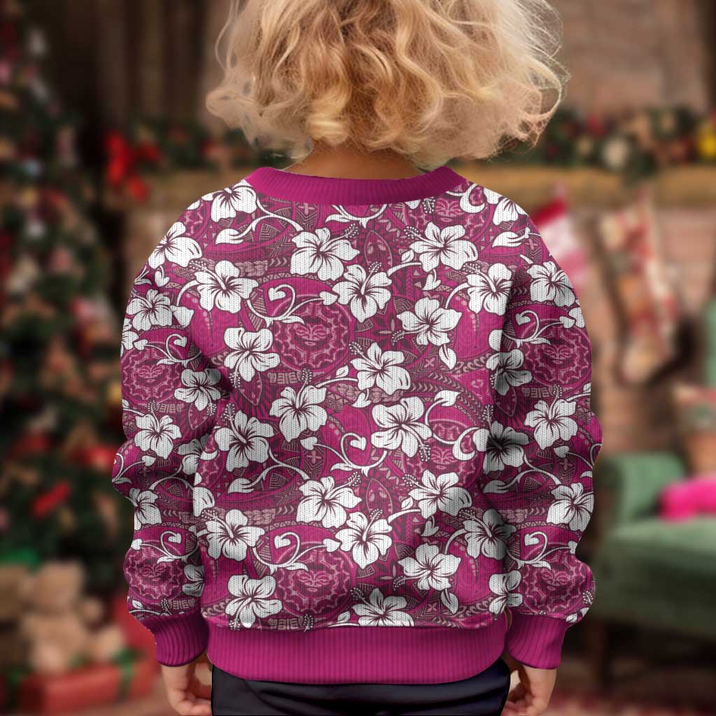 Piqi Bula Fiji Kid Ugly Christmas Sweater Fijian Tapa Seamless Hibiscus - Polynesian Pride