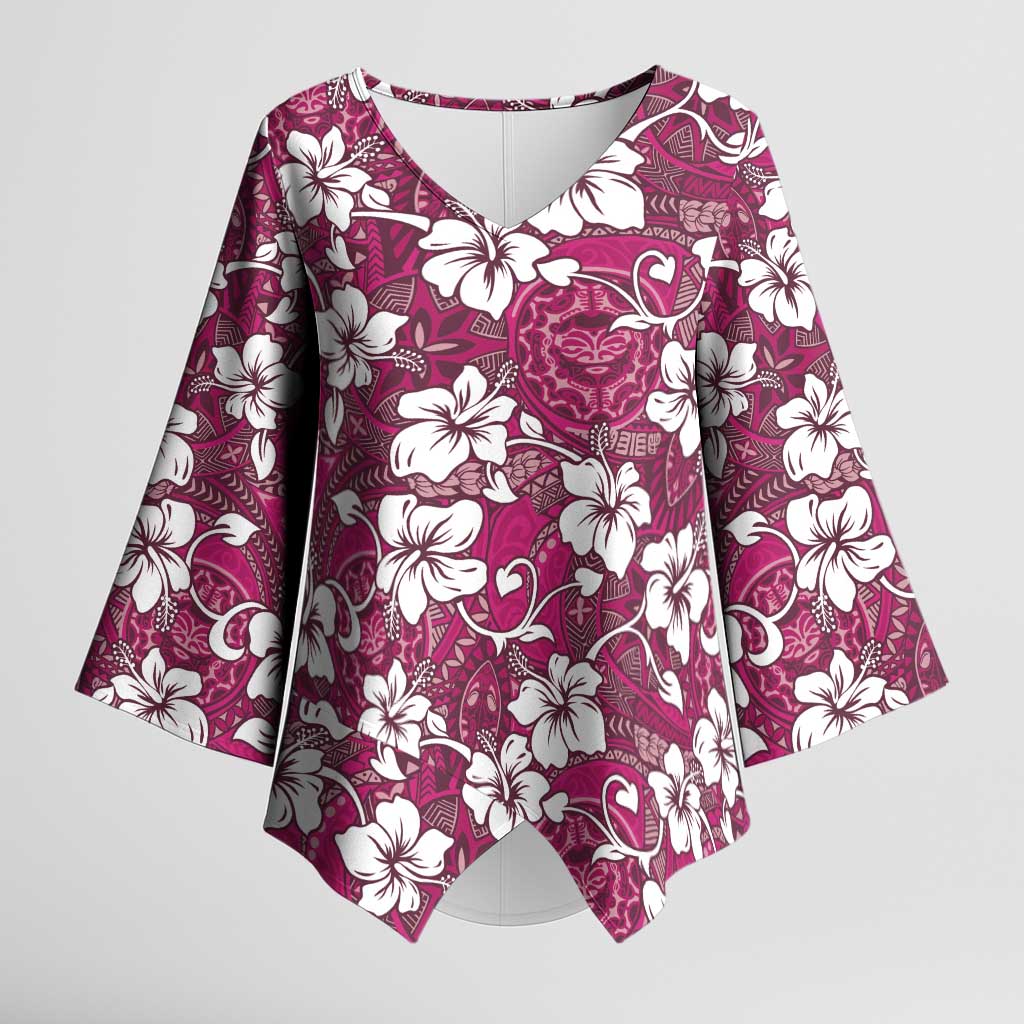 Piqi Bula Fiji Kimono Sleeve Blouse Fijian Tapa Seamless Hibiscus - Polynesian Pride