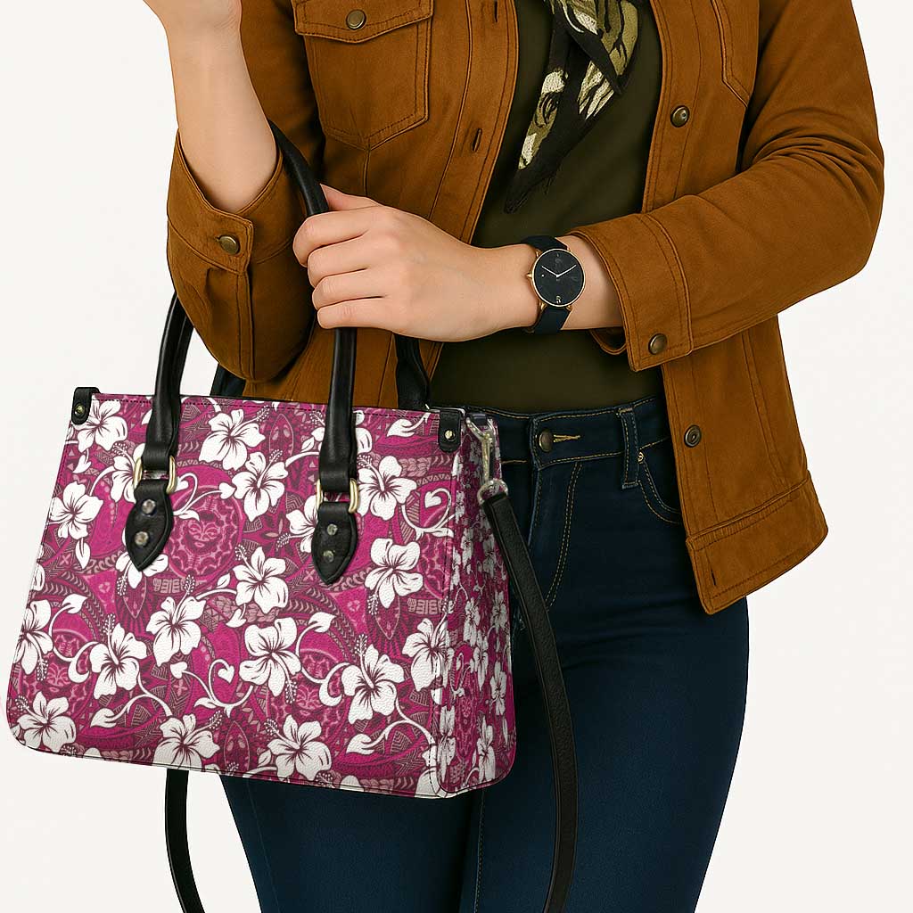 Piqi Bula Fiji Leather Bag Fijian Tapa Seamless Hibiscus - Polynesian Pride