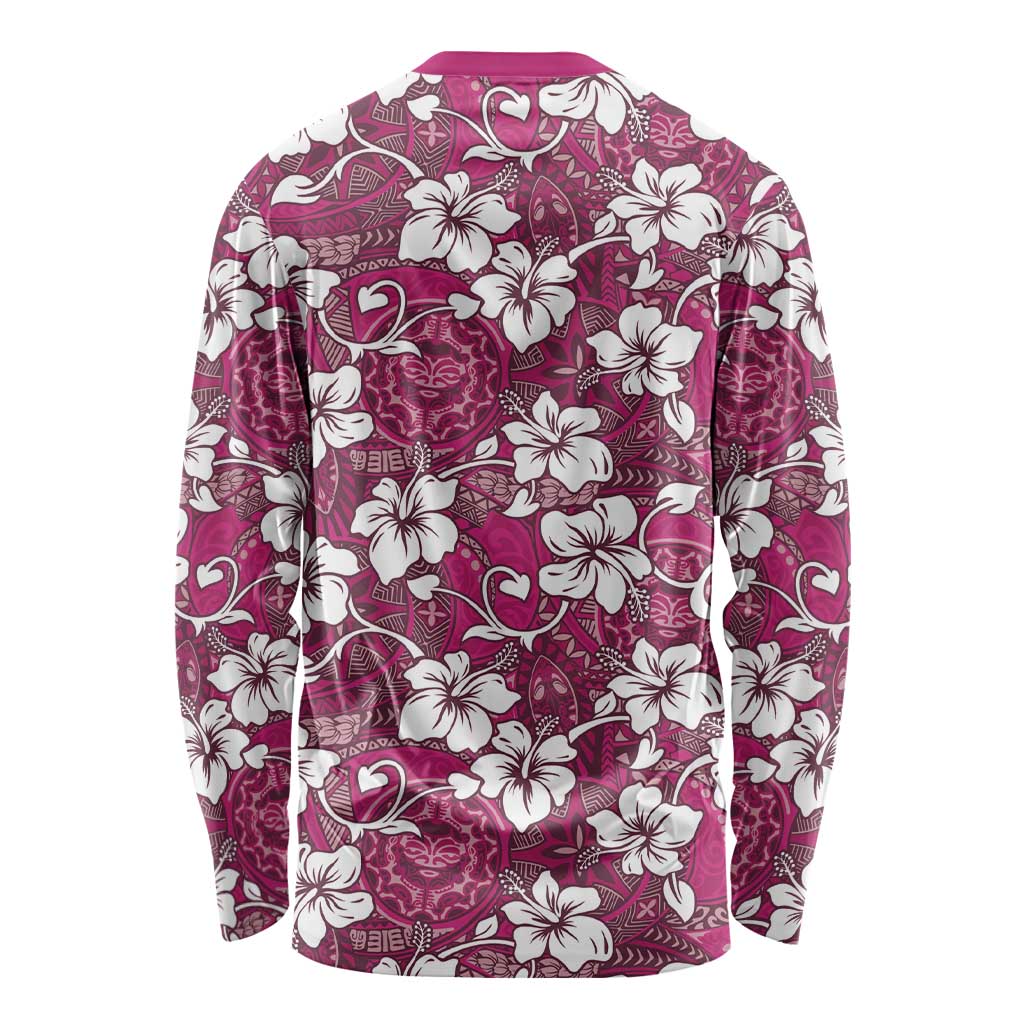 Piqi Bula Fiji Long Sleeve Shirt Fijian Tapa Seamless Hibiscus LT14 - Polynesian Pride