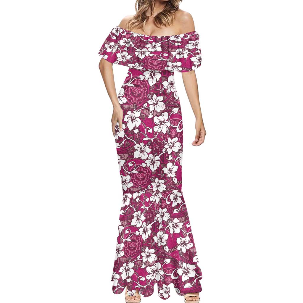 Piqi Bula Fiji Mermaid Dress Fijian Tapa Seamless Hibiscus LT14 - Polynesian Pride