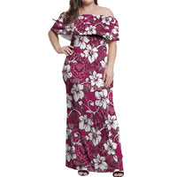 Piqi Bula Fiji Off Shoulder Maxi Dress Fijian Tapa Seamless Hibiscus - Polynesian Pride