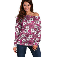 Piqi Bula Fiji Off Shoulder Sweater Fijian Tapa Seamless Hibiscus - Polynesian Pride