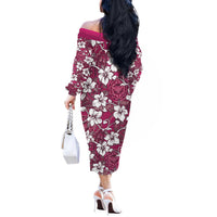 Piqi Bula Fiji Off The Shoulder Long Sleeve Dress Fijian Tapa Seamless Hibiscus LT14 - Polynesian Pride