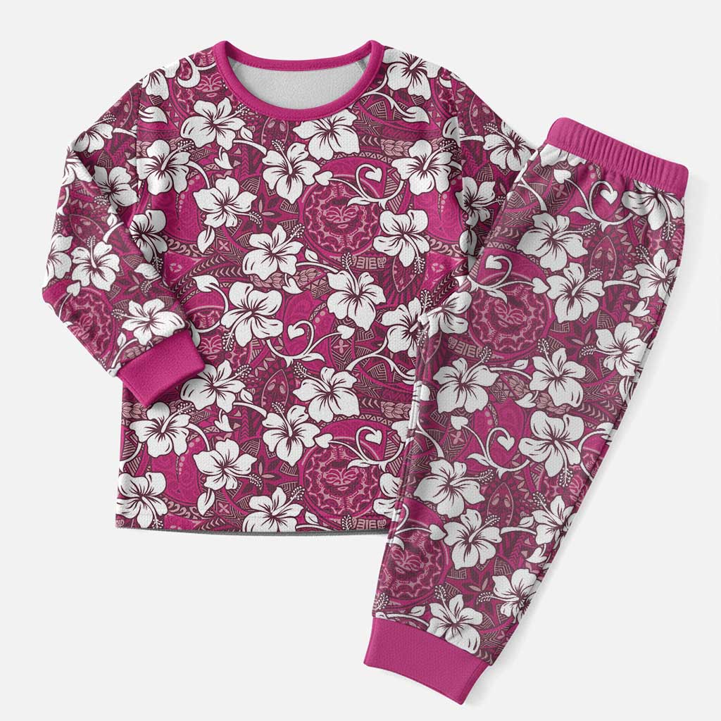 Piqi Bula Fiji Christmas Pajama Set Fijian Tapa Seamless Hibiscus - Polynesian Pride