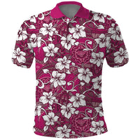 Piqi Bula Fiji Polo Shirt Fijian Tapa Seamless Hibiscus LT14 Pink - Polynesian Pride