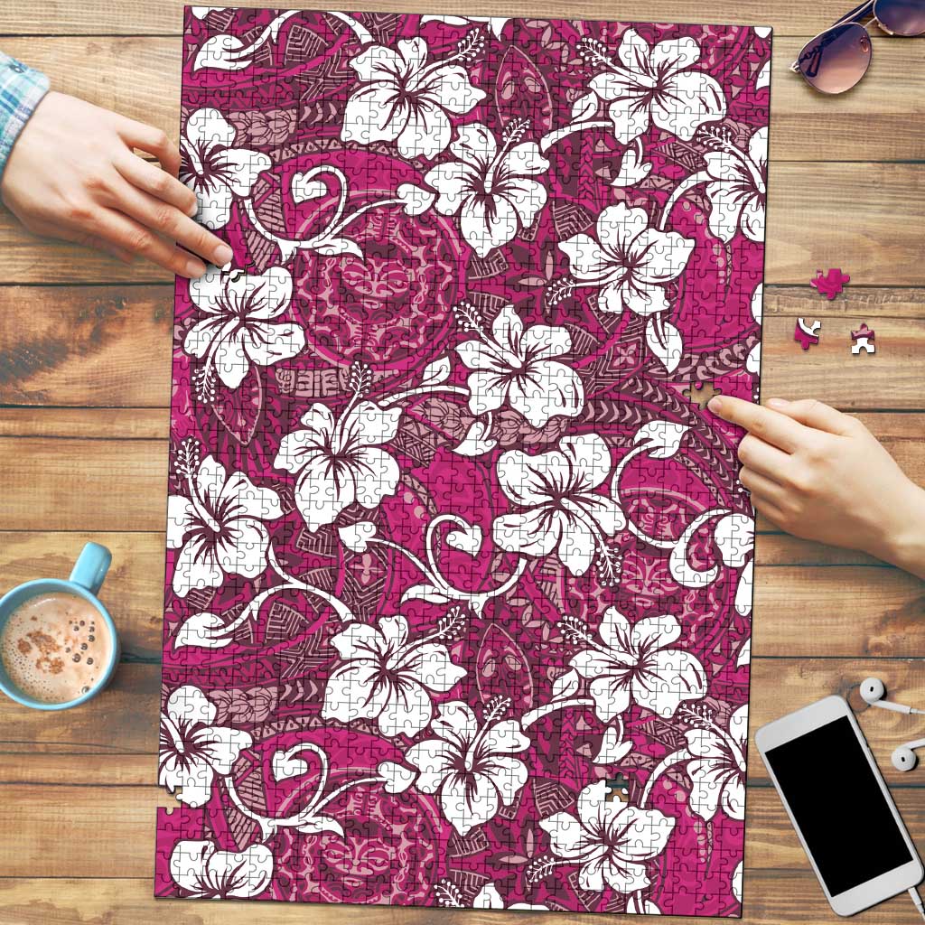 Piqi Bula Fiji Puzzle Fijian Tapa Seamless Hibiscus LT14 Pink - Polynesian Pride