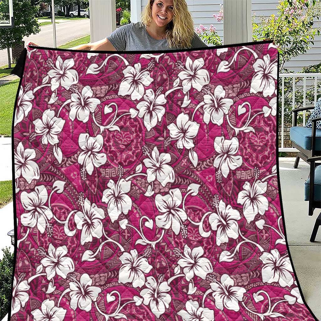 Piqi Bula Fiji Quilt Fijian Tapa Seamless Hibiscus LT14 Pink - Polynesian Pride