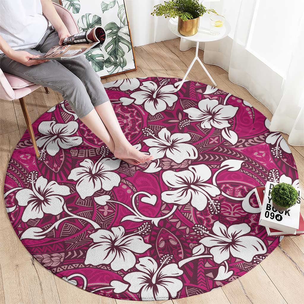 Piqi Bula Fiji Round Carpet Fijian Tapa Seamless Hibiscus - Polynesian Pride