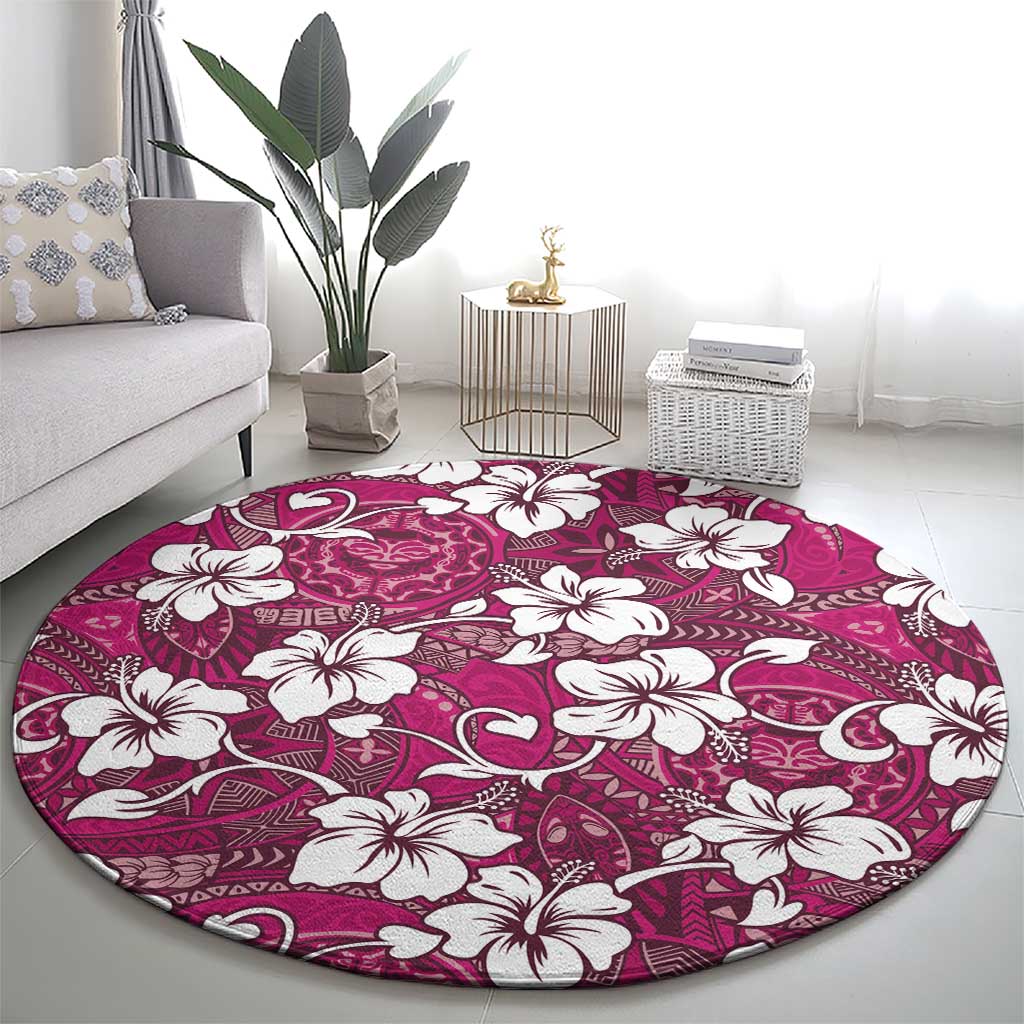 Piqi Bula Fiji Round Carpet Fijian Tapa Seamless Hibiscus - Polynesian Pride