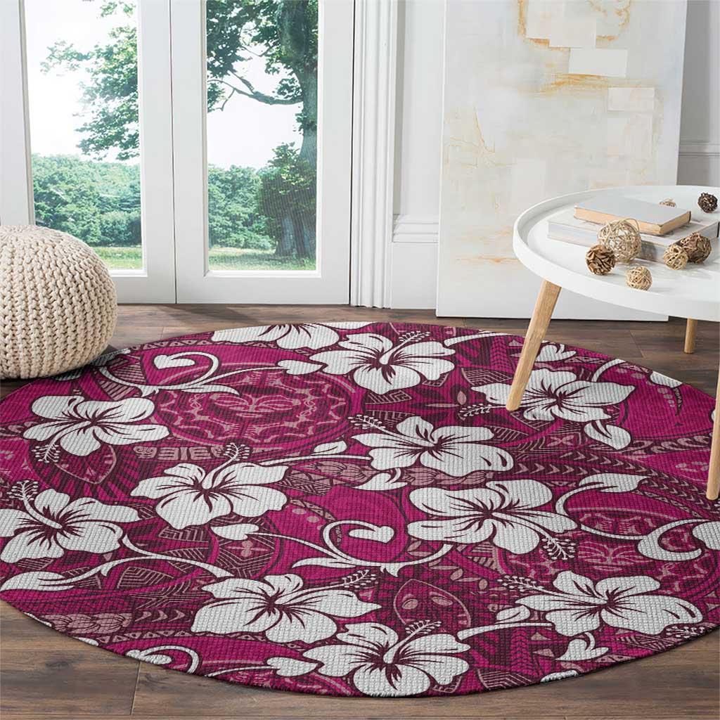 Piqi Bula Fiji Round Carpet Fijian Tapa Seamless Hibiscus - Polynesian Pride