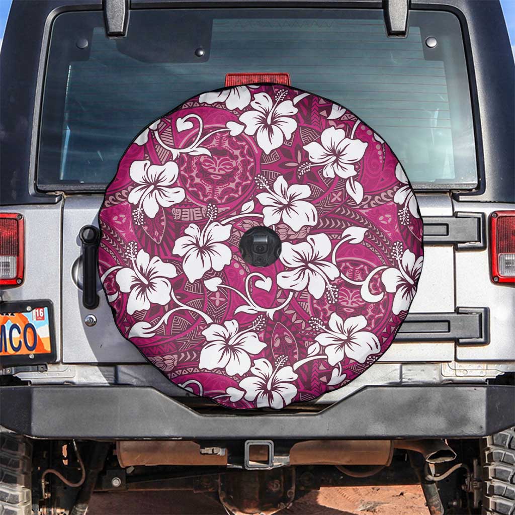 Piqi Bula Fiji Spare Tire Cover Fijian Tapa Seamless Hibiscus LT14 Pink - Polynesian Pride