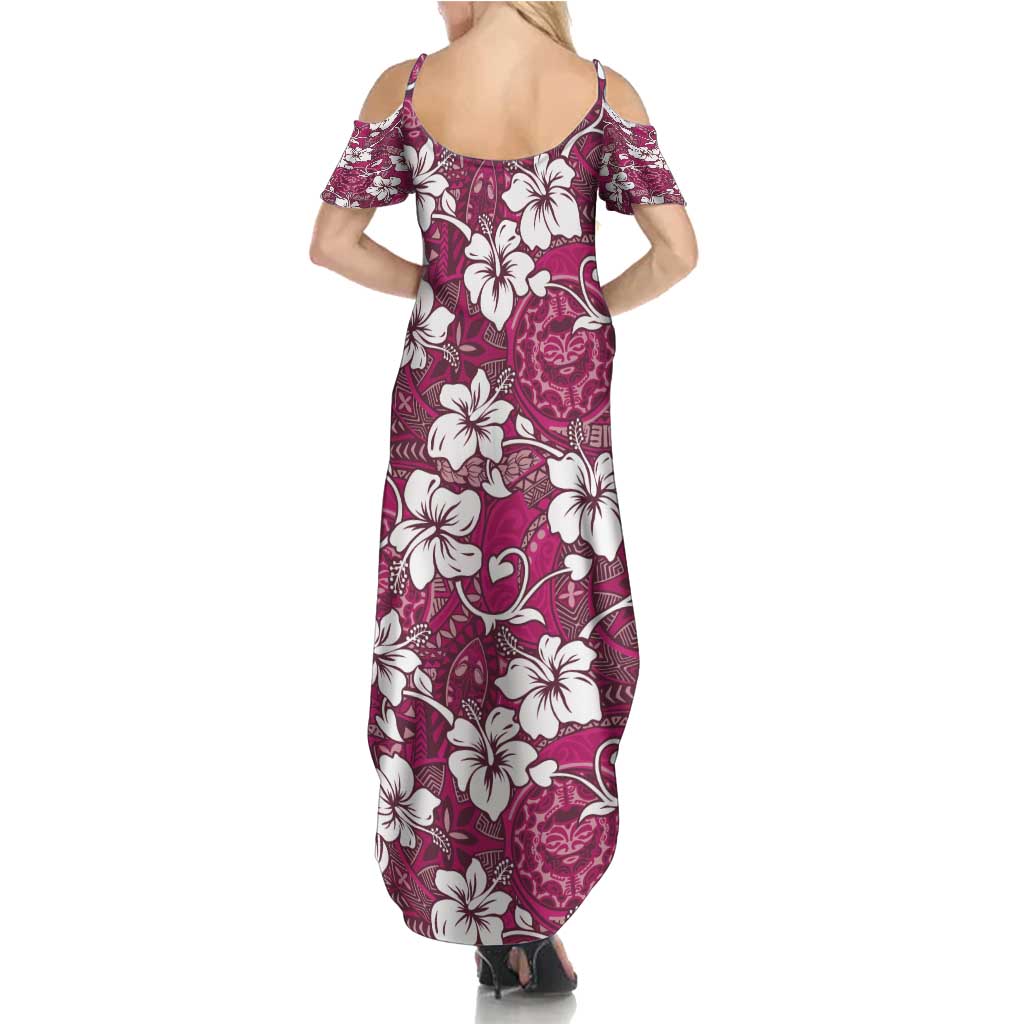 Piqi Bula Fiji Summer Maxi Dress Fijian Tapa Seamless Hibiscus LT14 - Polynesian Pride