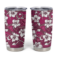 Piqi Bula Fiji Tumbler Cup Fijian Tapa Seamless Hibiscus LT14 Pink - Polynesian Pride