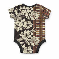 Bula Fiji Masi Baby Onesie Tapa Tropical Hibiscus Half Stylized