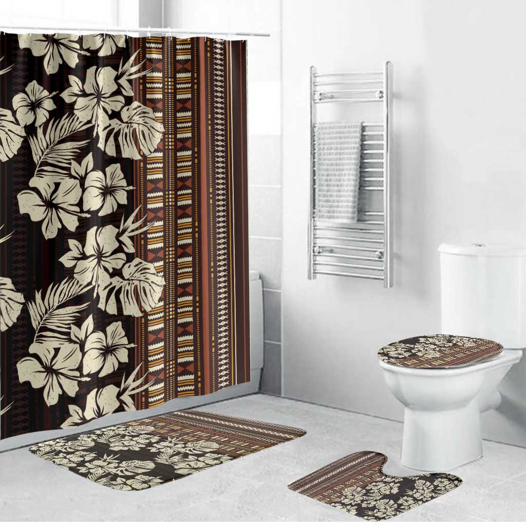 Bula Fiji Masi Bathroom Set Tapa Tropical Hibiscus Half Stylized - Polynesian Pride