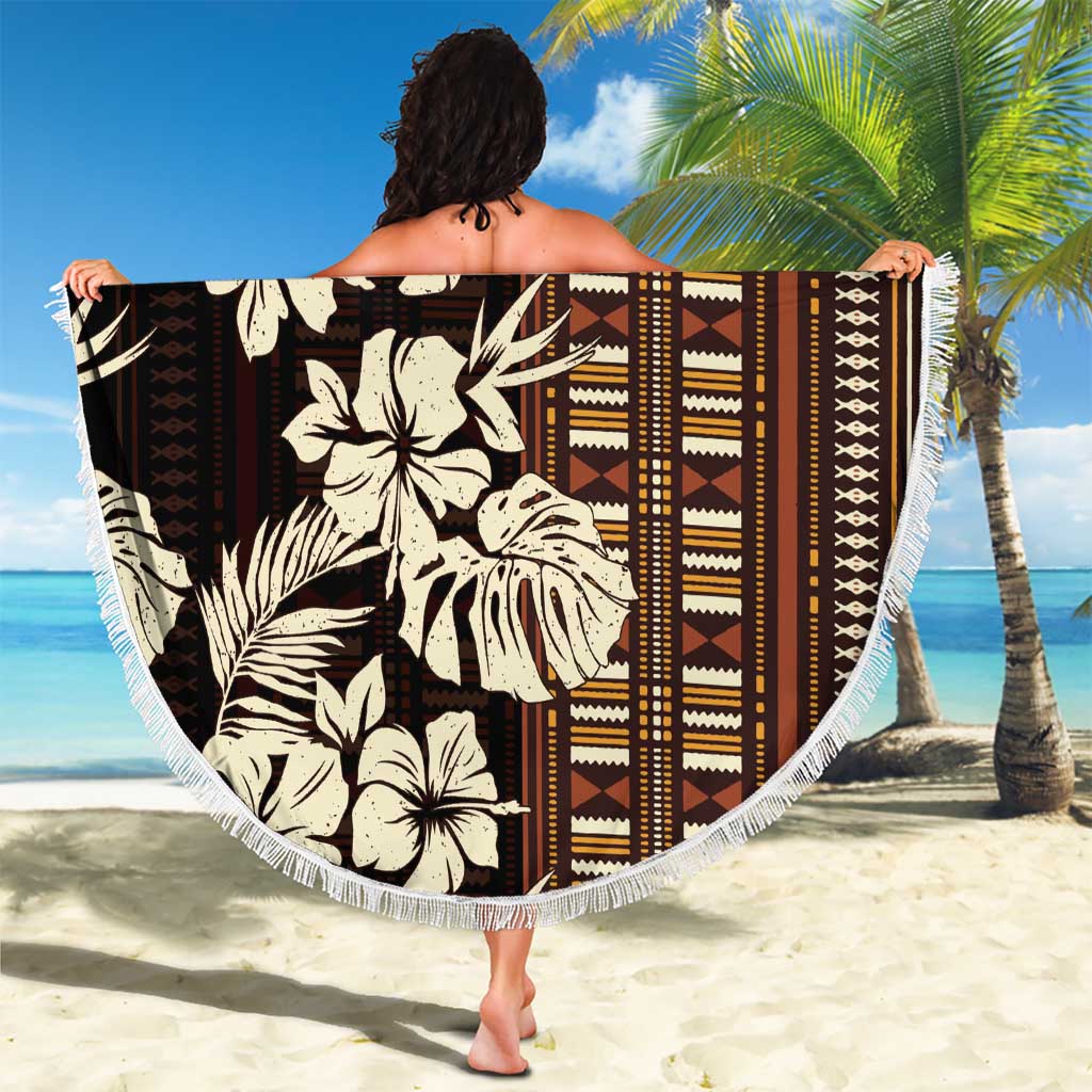 Bula Fiji Masi Beach Blanket Tapa Tropical Hibiscus Half Stylized LT14 - Polynesian Pride