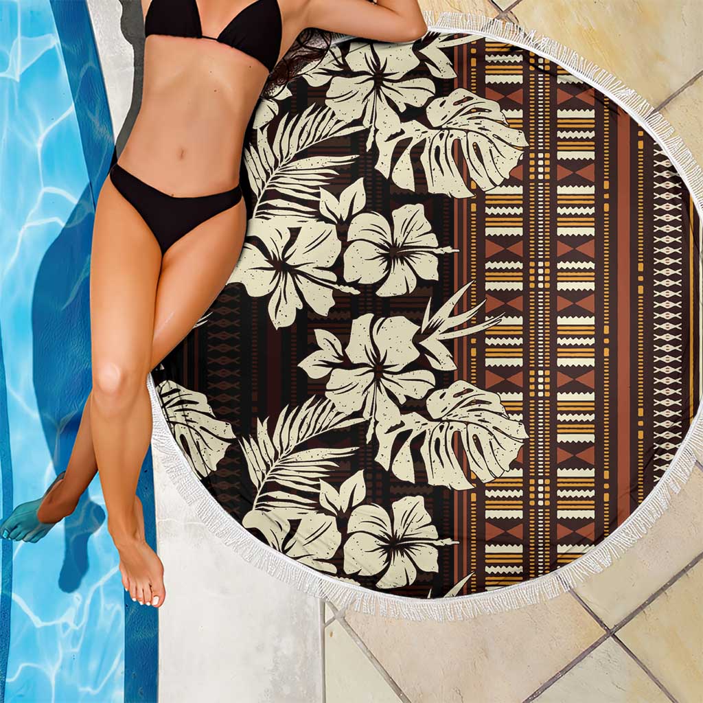 Bula Fiji Masi Beach Blanket Tapa Tropical Hibiscus Half Stylized LT14 - Polynesian Pride