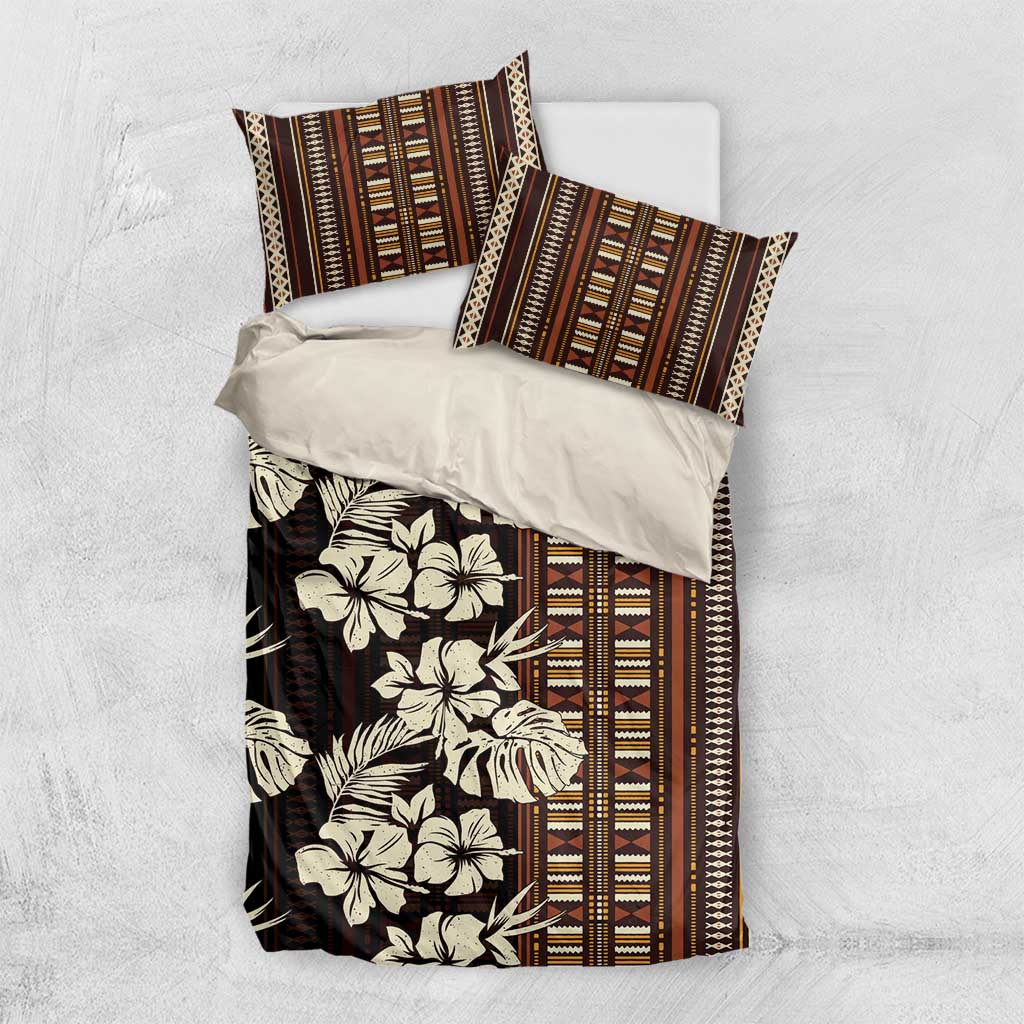 Bula Fiji Masi Bedding Set Tapa Tropical Hibiscus Half Stylized - Polynesian Pride