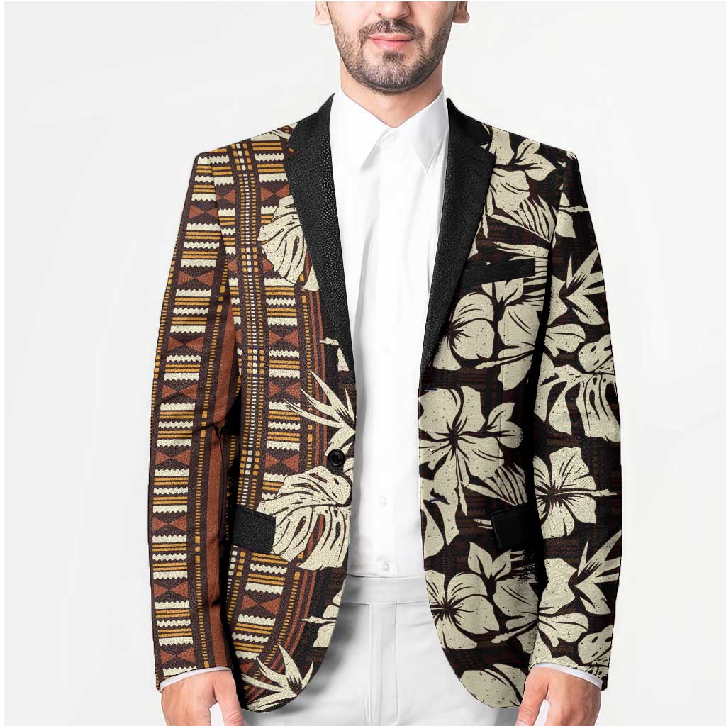 Bula Fiji Masi Blazer Tapa Tropical Hibiscus Half Stylized LT14 - Polynesian Pride