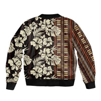 Bula Fiji Masi Bomber Jacket Tapa Tropical Hibiscus Half Stylized LT14 - Polynesian Pride
