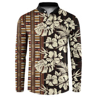 Bula Fiji Masi Button Sweatshirt Tapa Tropical Hibiscus Half Stylized - Polynesian Pride