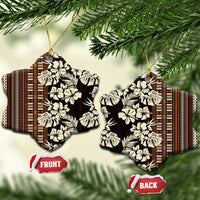 Bula Fiji Masi Ceramic Ornament Tapa Tropical Hibiscus Half Stylized LT14 Snow Flake Brown - Polynesian Pride