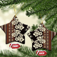 Bula Fiji Masi Ceramic Ornament Tapa Tropical Hibiscus Half Stylized LT14 Star Brown - Polynesian Pride