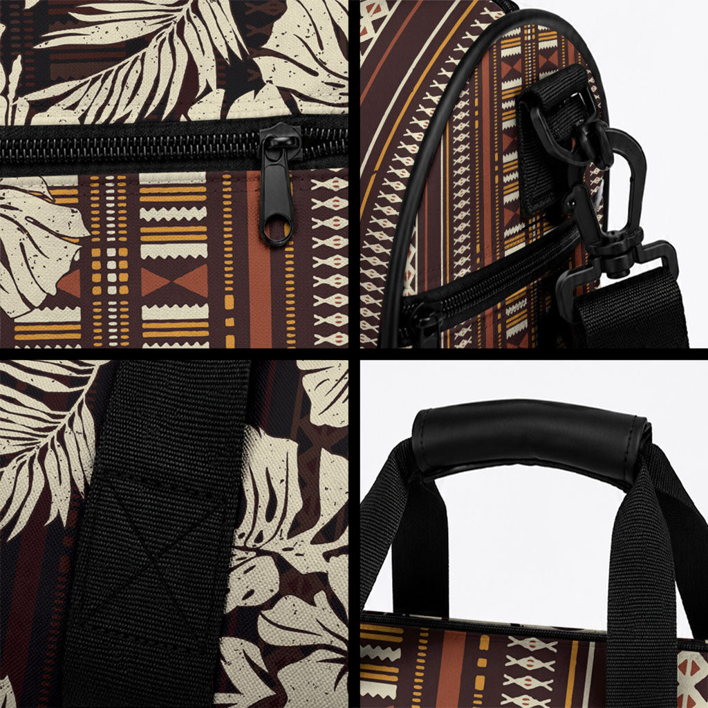 Bula Fiji Masi Duffle Bag Tapa Tropical Hibiscus Half Stylized
