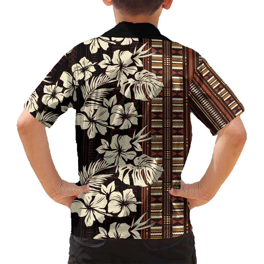Bula Fiji Masi Family Matching Long Sleeve Bodycon Dress and Hawaiian Shirt Tapa Tropical Hibiscus Half Stylized - Polynesian Pride