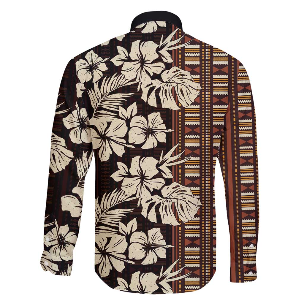 Bula Fiji Masi Family Matching Long Sleeve Bodycon Dress and Hawaiian Shirt Tapa Tropical Hibiscus Half Stylized - Polynesian Pride