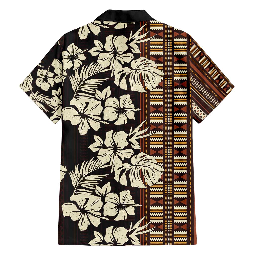 Bula Fiji Masi Family Matching Off Shoulder Short Dress and Hawaiian Shirt Tapa Tropical Hibiscus Half Stylized - Polynesian Pride