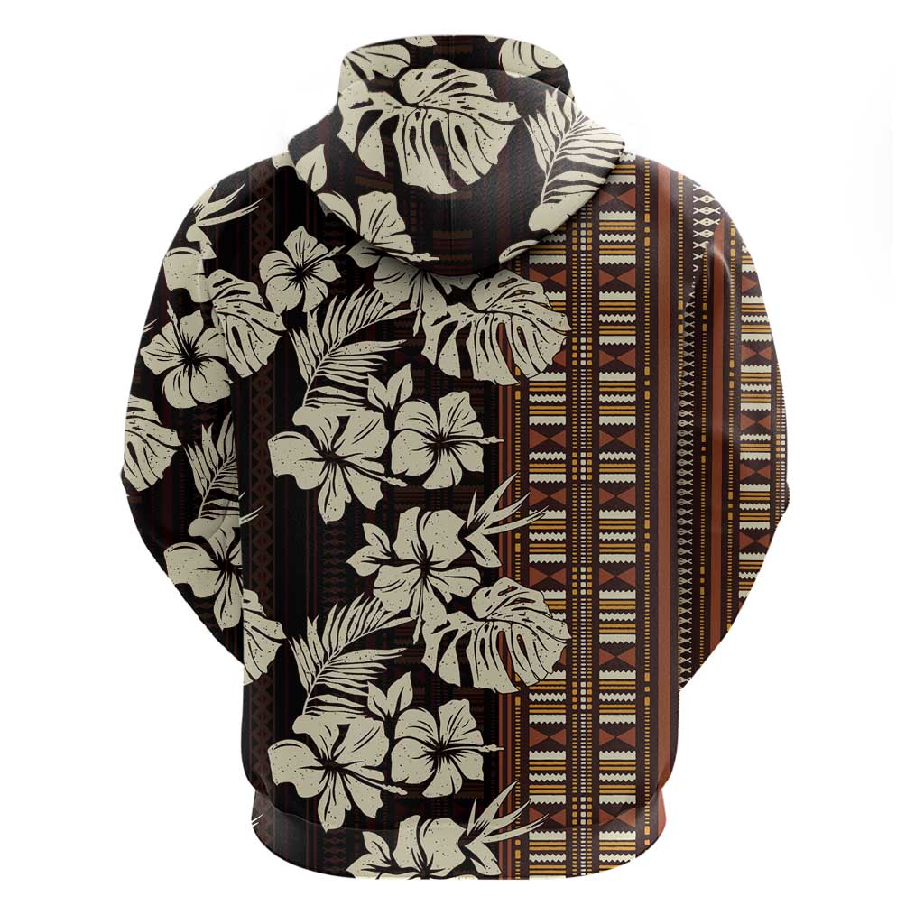 Bula Fiji Masi Hoodie Tapa Tropical Hibiscus Half Stylized LT14 - Polynesian Pride