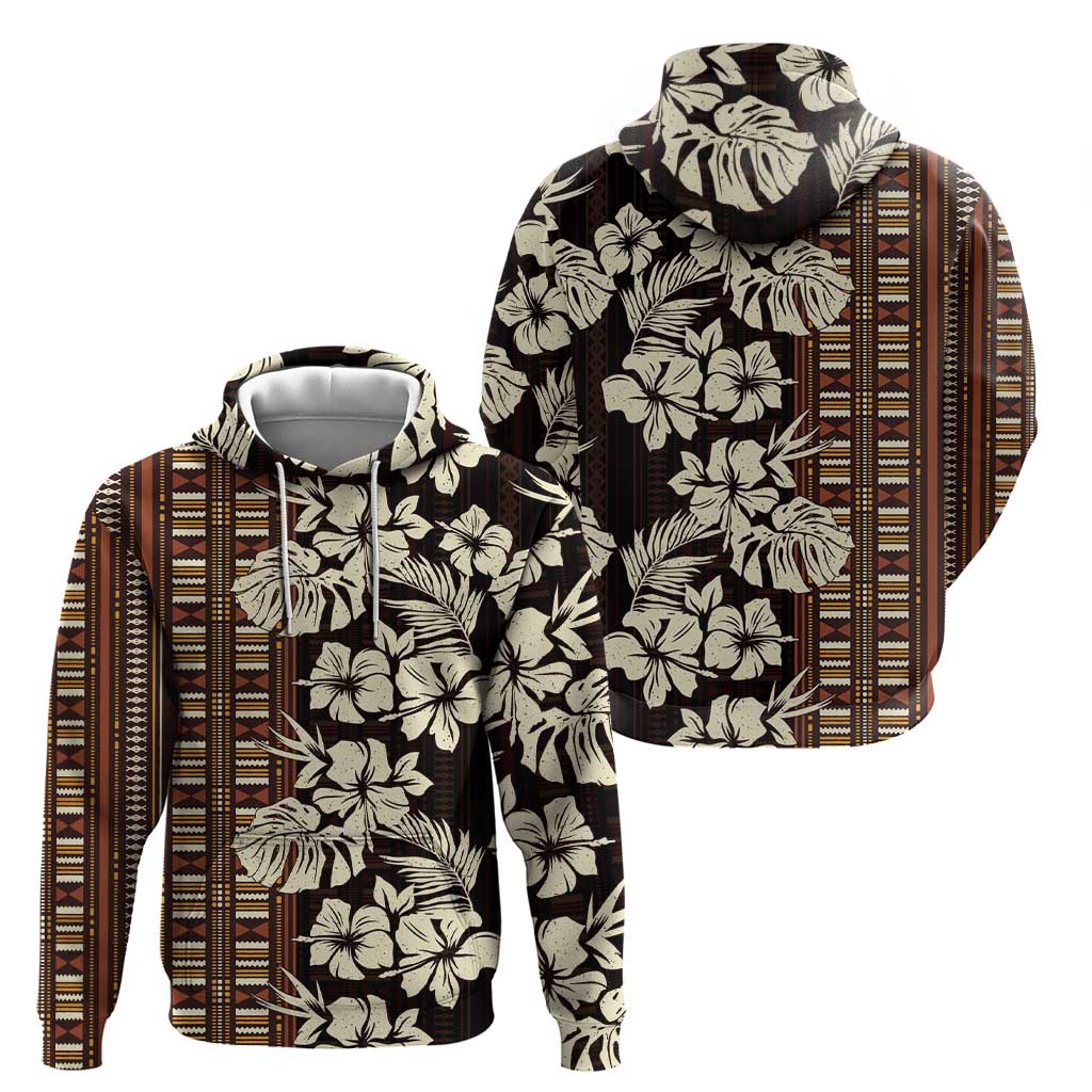 Bula Fiji Masi Hoodie Tapa Tropical Hibiscus Half Stylized LT14 - Polynesian Pride