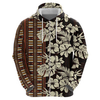 Bula Fiji Masi Hoodie Tapa Tropical Hibiscus Half Stylized LT14 - Polynesian Pride