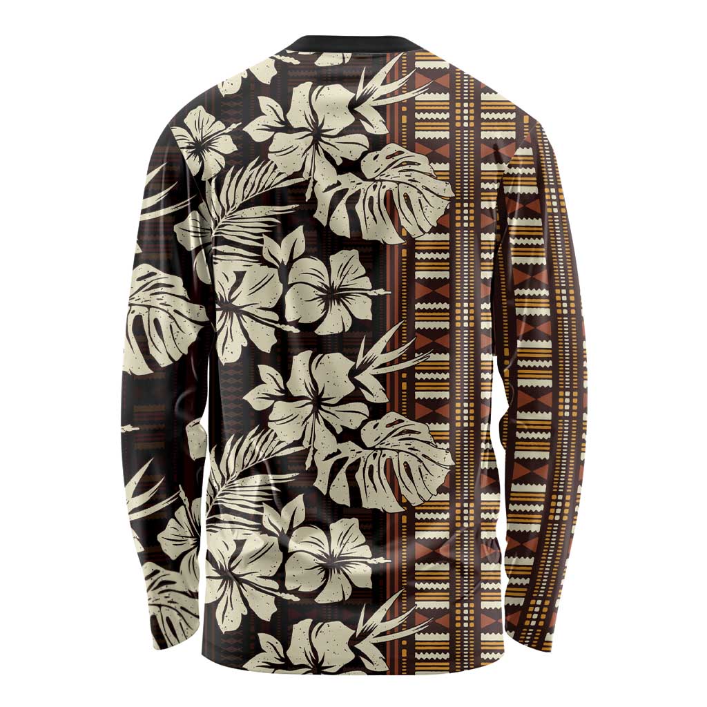 Bula Fiji Masi Long Sleeve Shirt Tapa Tropical Hibiscus Half Stylized LT14 - Polynesian Pride