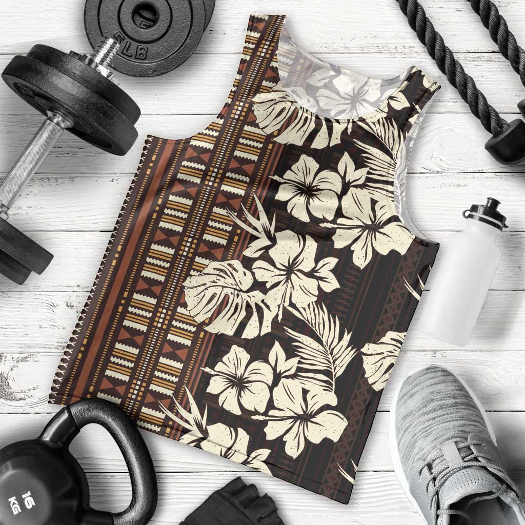 Bula Fiji Masi Men Tank Top Tapa Tropical Hibiscus Half Stylized - Polynesian Pride