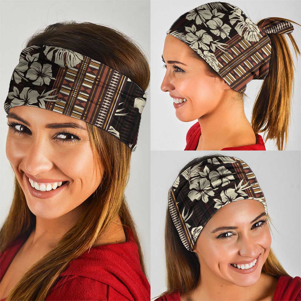 Bula Fiji Masi Neck Gaiter Tapa Tropical Hibiscus Half Stylized LT14 - Polynesian Pride